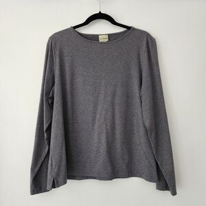 L.L. Bean gray‎ long sleeve round neck shirt top womens size L